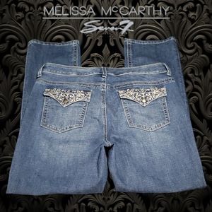 Melissa McCarthy Seven7 Slim Boot Jeans Embellished Pockets 18W